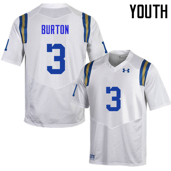 Youth #3 Brandon Burton UCLA Bruins Under Armour College Football Jerseys Sale-White - Click Image to Close